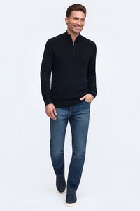 Raffi Marlowe English Rib Merino Quarter Zip Sweater
