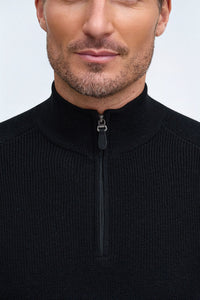 Raffi Marlowe English Rib Merino Quarter Zip Sweater