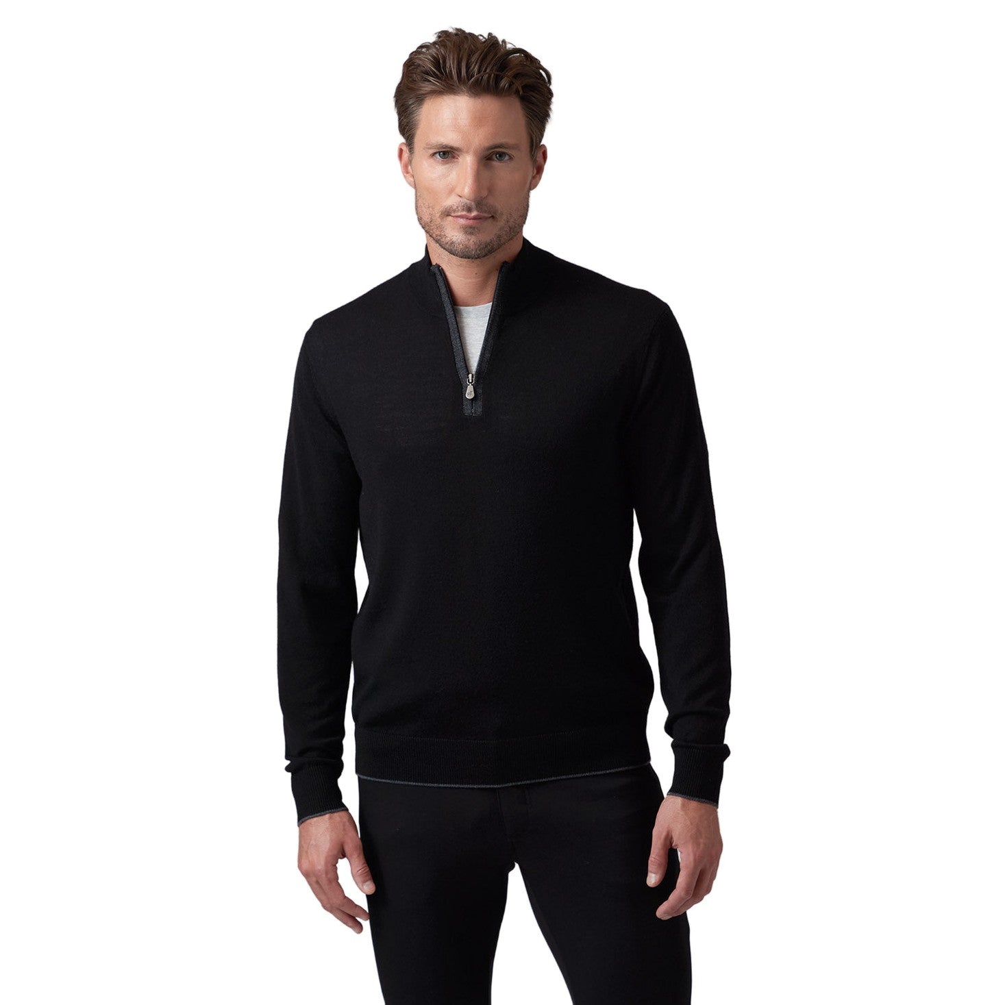 Raffi Palmer Quarter Zip Mock Neck Merino Wool Sweater – Seattle