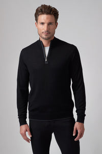 Raffi Palmer Quarter Zip Mock Neck Merino Wool Sweater