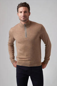 Raffi Quarter Zip Mock Neck Merino Wool Sweater