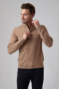 Raffi Quarter Zip Mock Neck Merino Wool Sweater