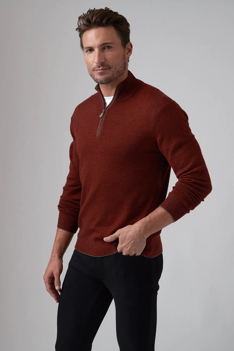 Raffi Quarter Zip Mock Neck Merino Wool Sweater