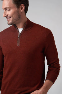 Raffi Quarter Zip Mock Neck Merino Wool Sweater