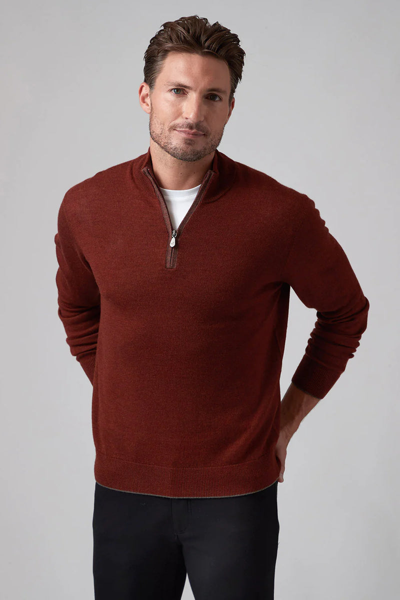 Raffi Quarter Zip Mock Neck Merino Wool Sweater