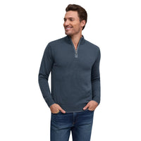 Raffi Palmer Quarter Zip Mock Neck Merino Wool Sweater