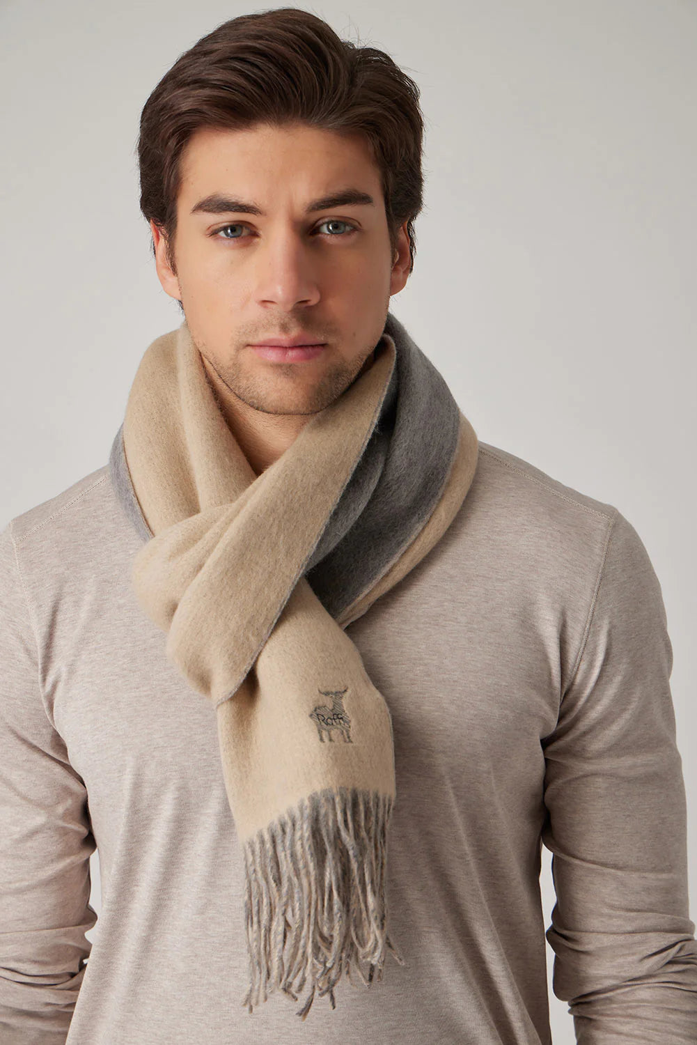 Raffi Wool Cashmere Blend Double Face Scarf
