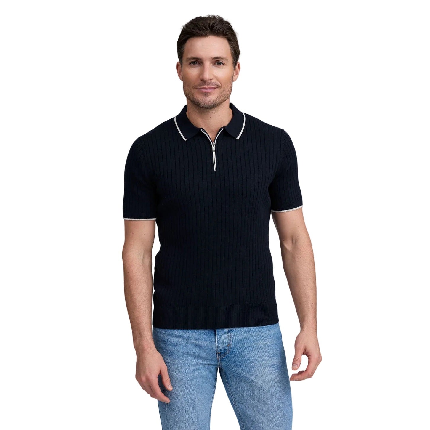Raffi Mario Jersey Rib Knit Quarter Zip Polo – Seattle Thread Company
