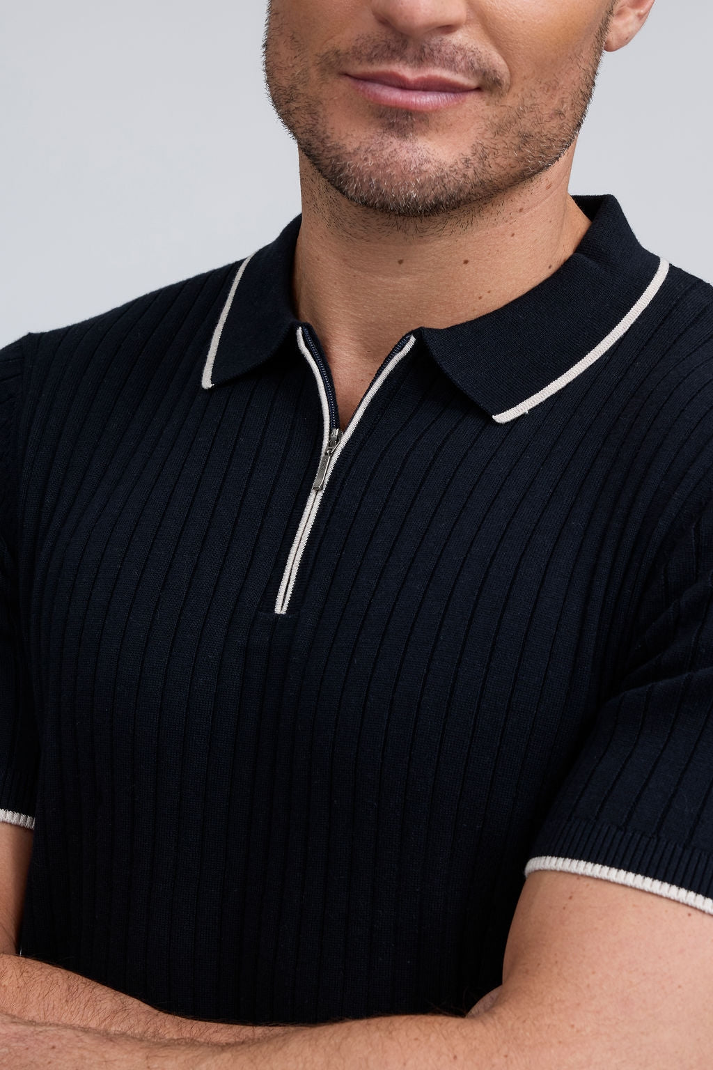 Raffi Mario Jersey Rib Knit Quarter Zip Polo – Seattle Thread Company