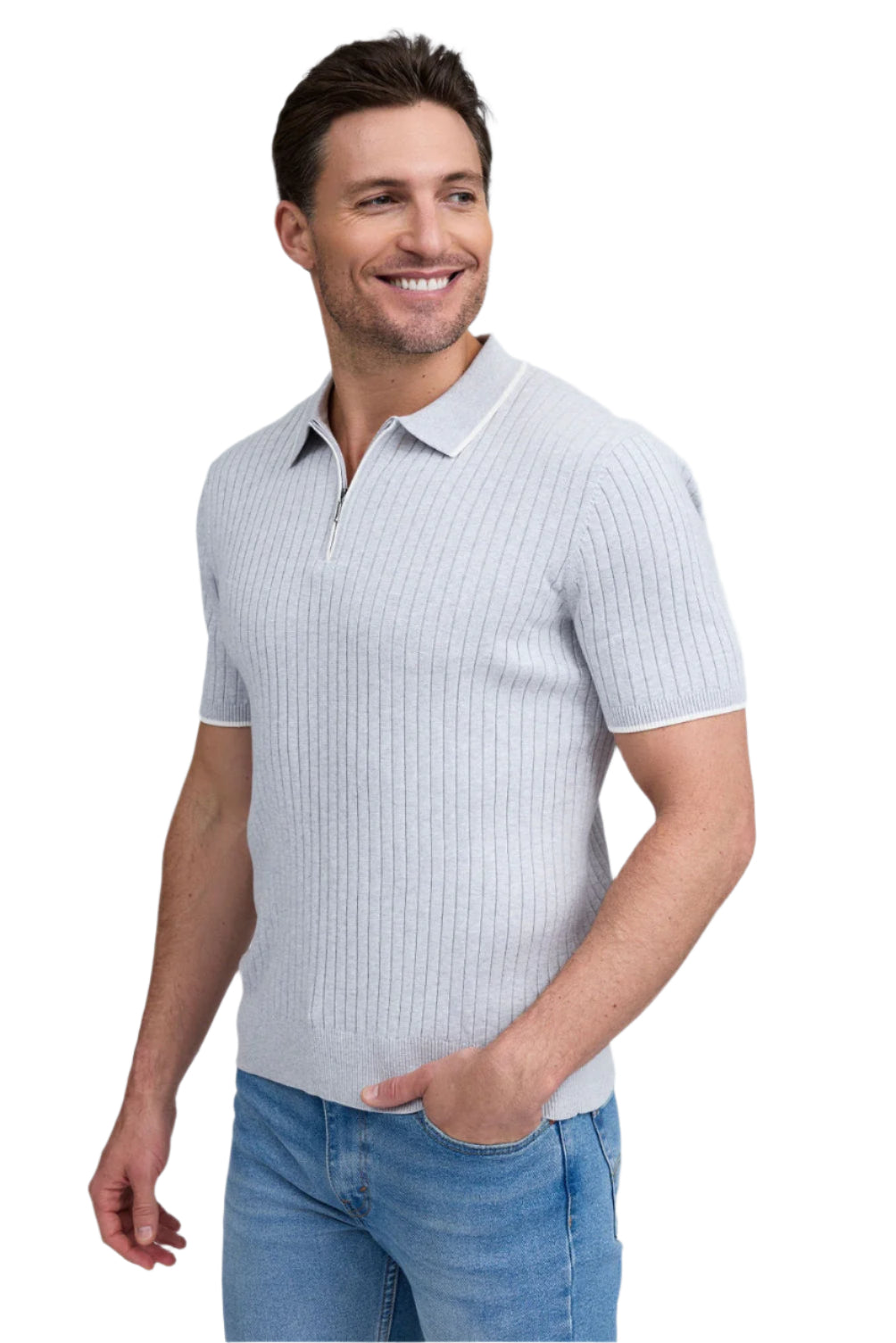Raffi Mario Jersey Rib Knit Quarter Zip Polo – Seattle Thread Company
