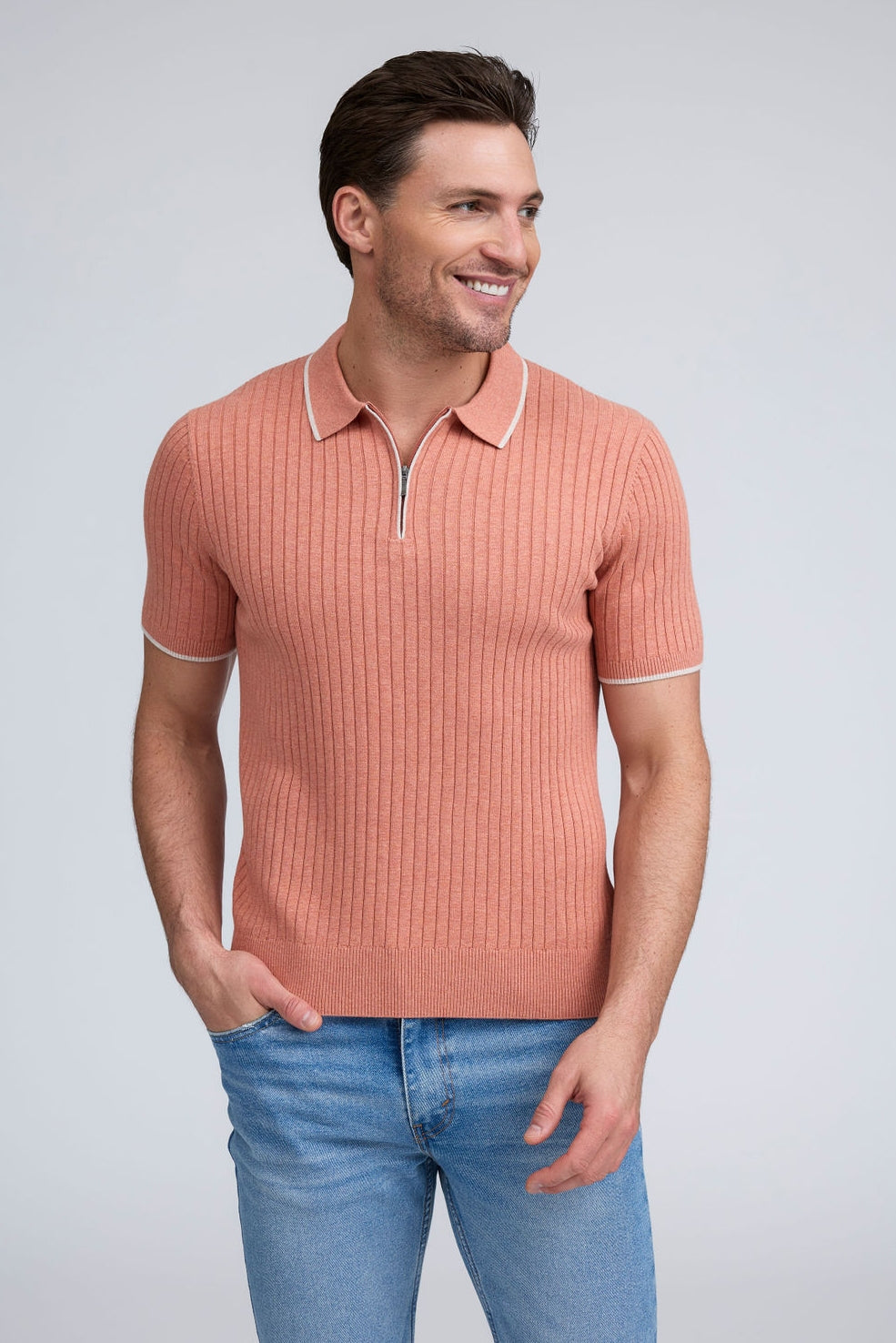 Raffi Mario Jersey Rib Knit Quarter Zip Polo – Seattle Thread Company