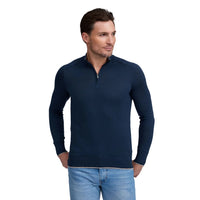Raffi Dario Quarter Zip Mock Neck Modal Cotton Knit