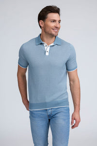 Raffi Liam Three Button Honeycomb Modal Cotton Polo