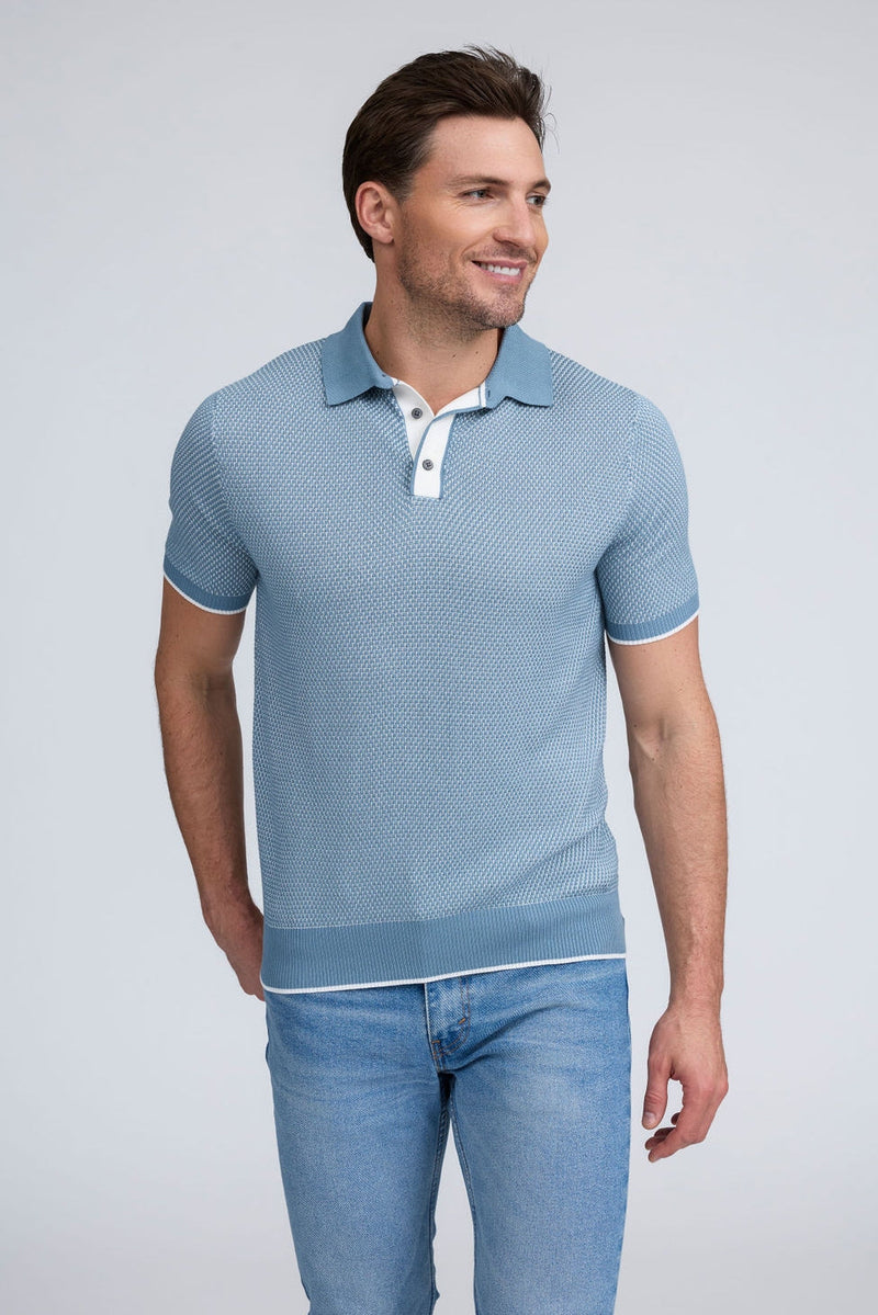 Raffi Liam Three Button Honeycomb Modal Cotton Polo