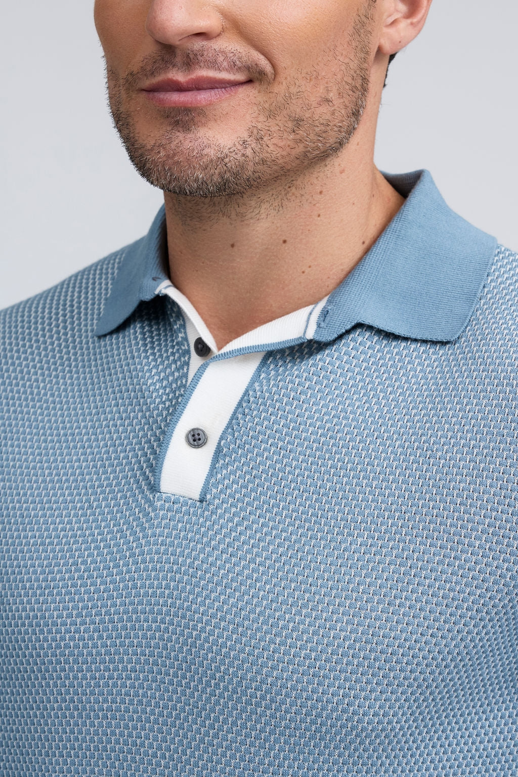 Raffi Liam Three Button Honeycomb Modal Cotton Polo