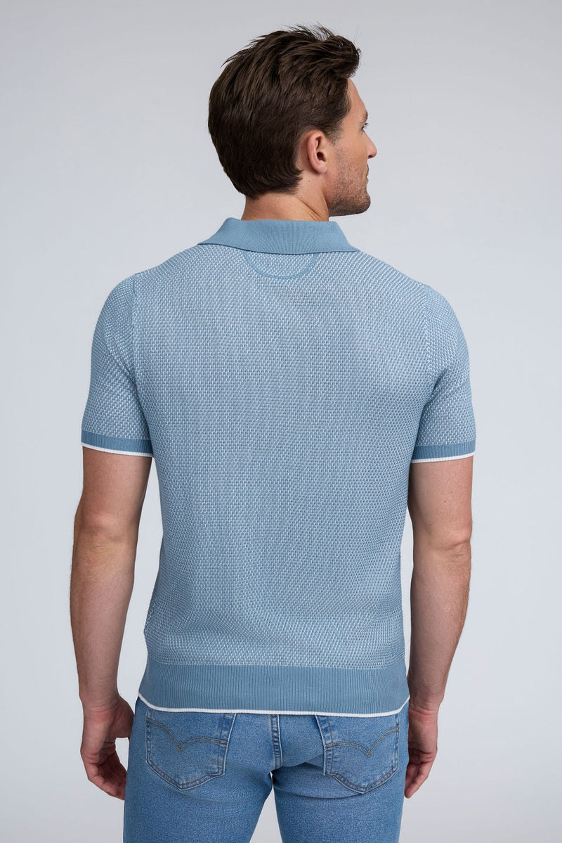 Raffi Liam Three Button Honeycomb Modal Cotton Polo