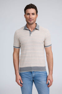 Raffi Finn Three Button Mix Stitch Silk Cotton Polo