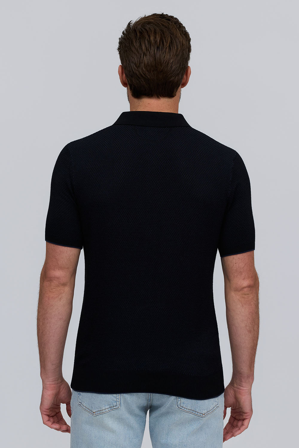 Raffi Horizon Honeycomb Knit Button Polo