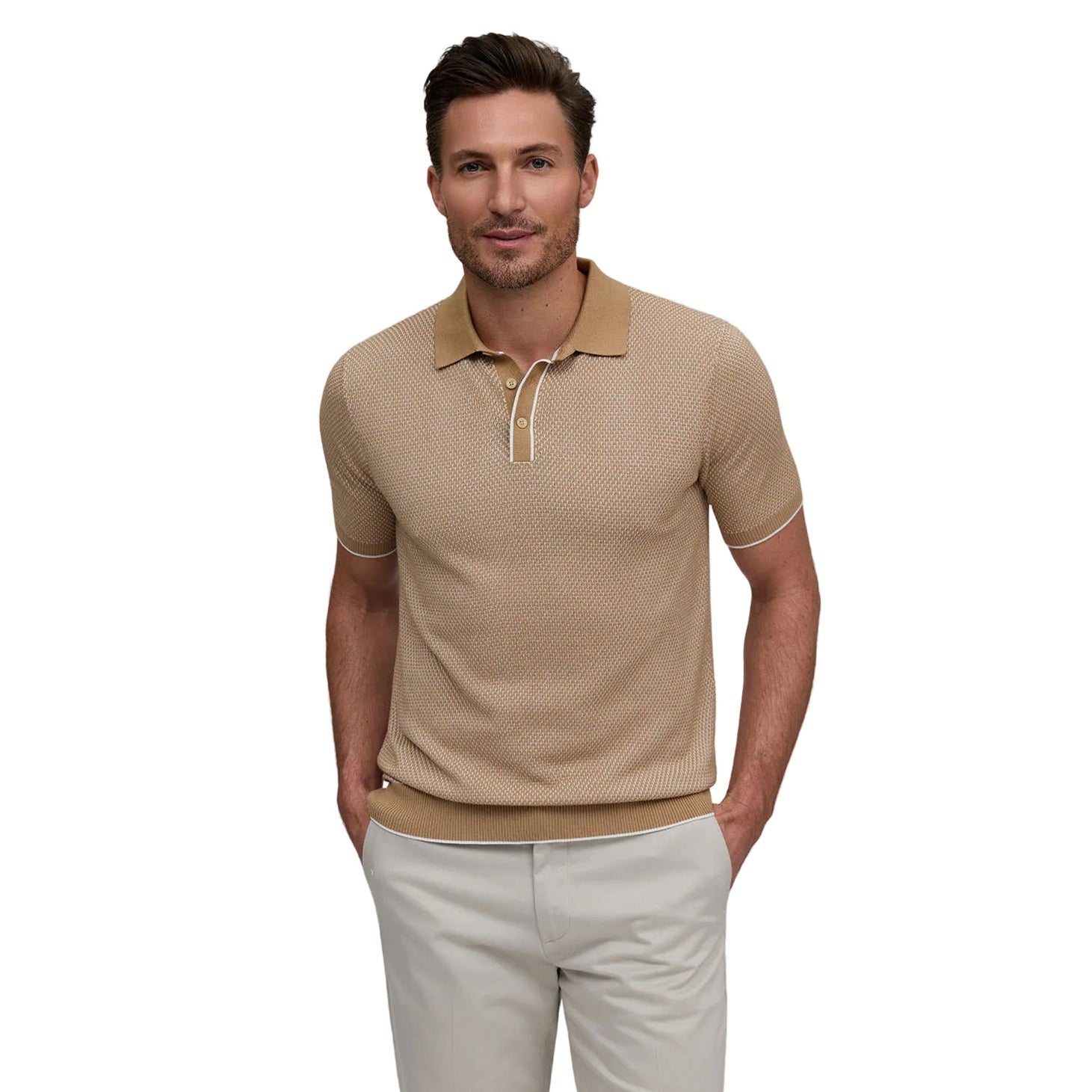 Raffi Horizon Honeycomb Knit Button Polo