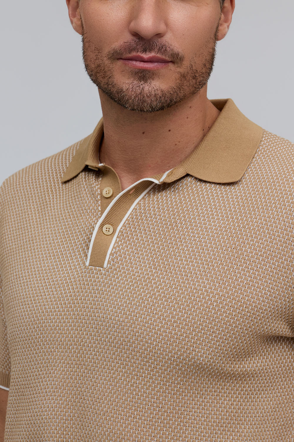 Raffi Horizon Honeycomb Knit Button Polo