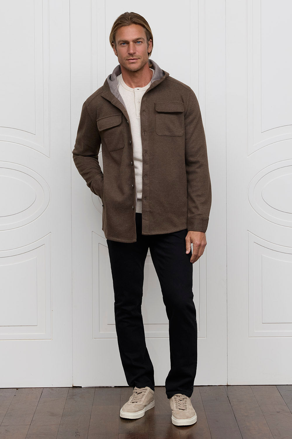 Raffi Barrett Hooded Button Down Shirt Jacket