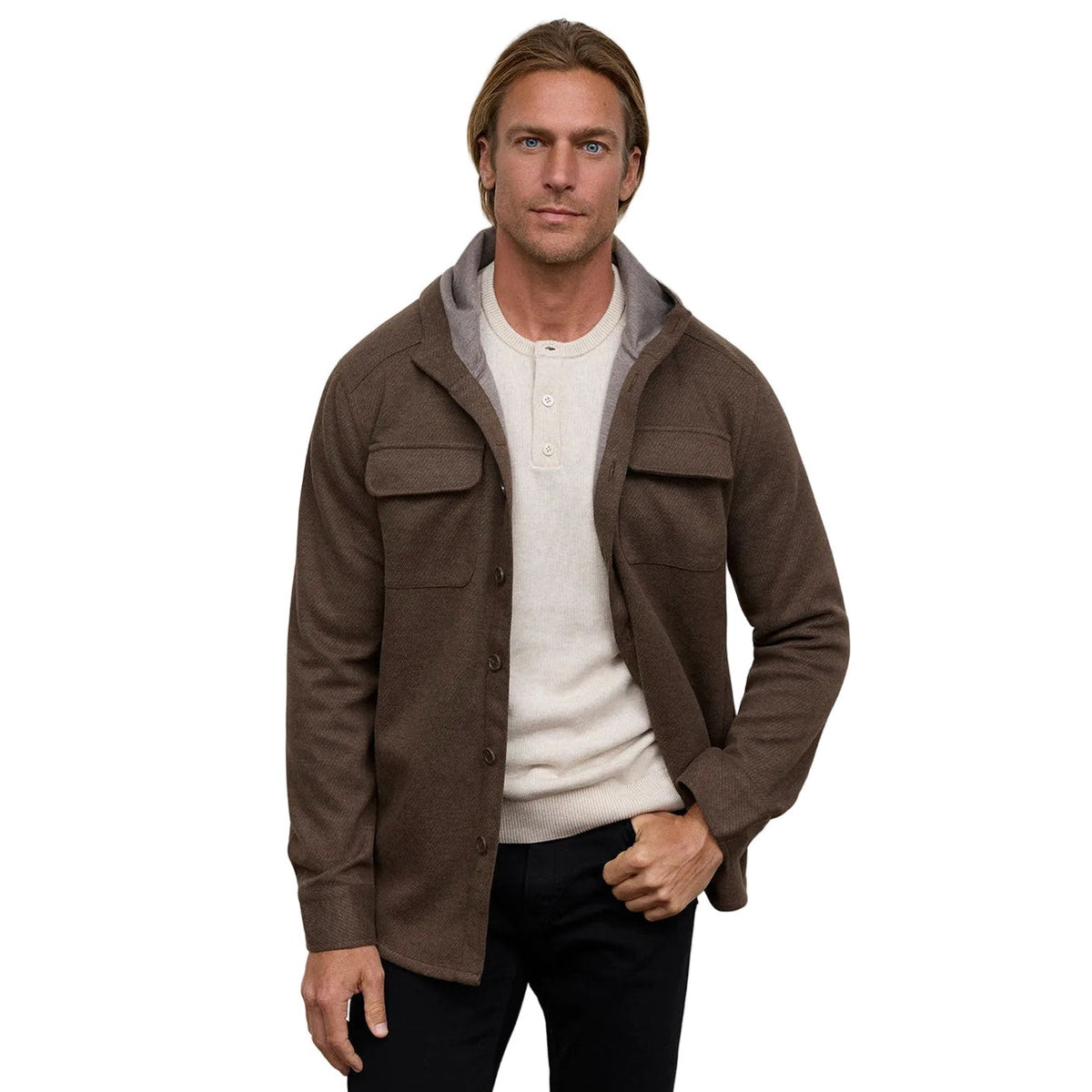 Raffi Barrett Hooded Button Down Shirt Jacket