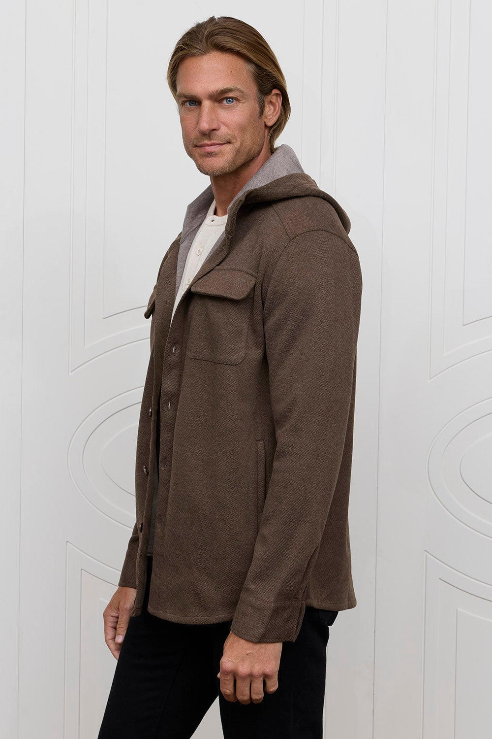 Raffi Barrett Hooded Button Down Shirt Jacket