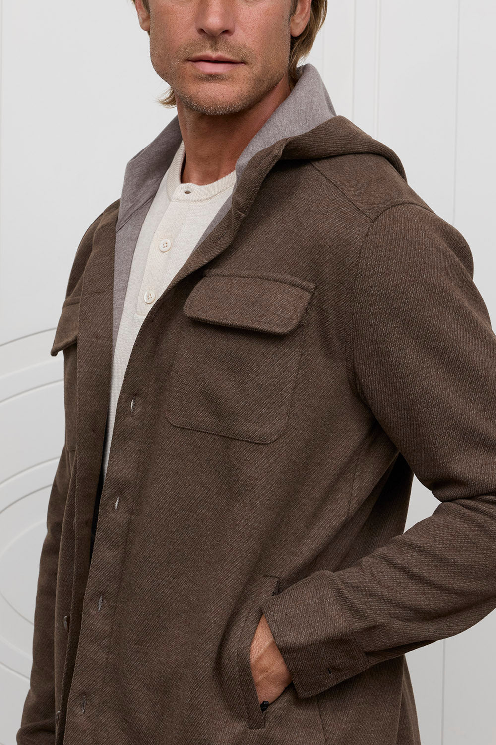 Raffi Barrett Hooded Button Down Shirt Jacket