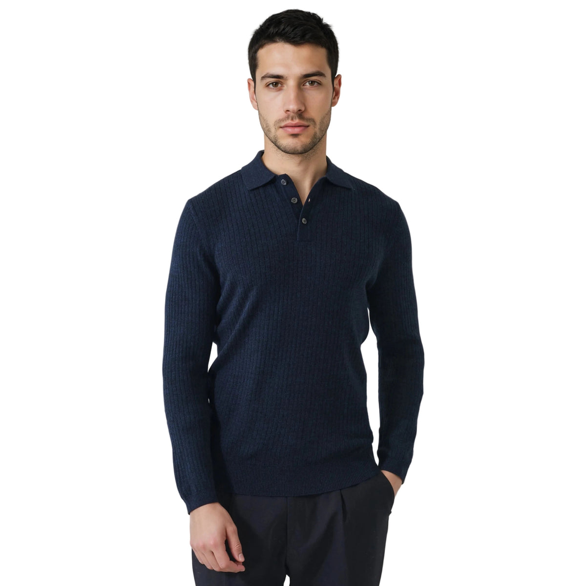 Patrick Assaraf Drop Needle Merino LS Polo