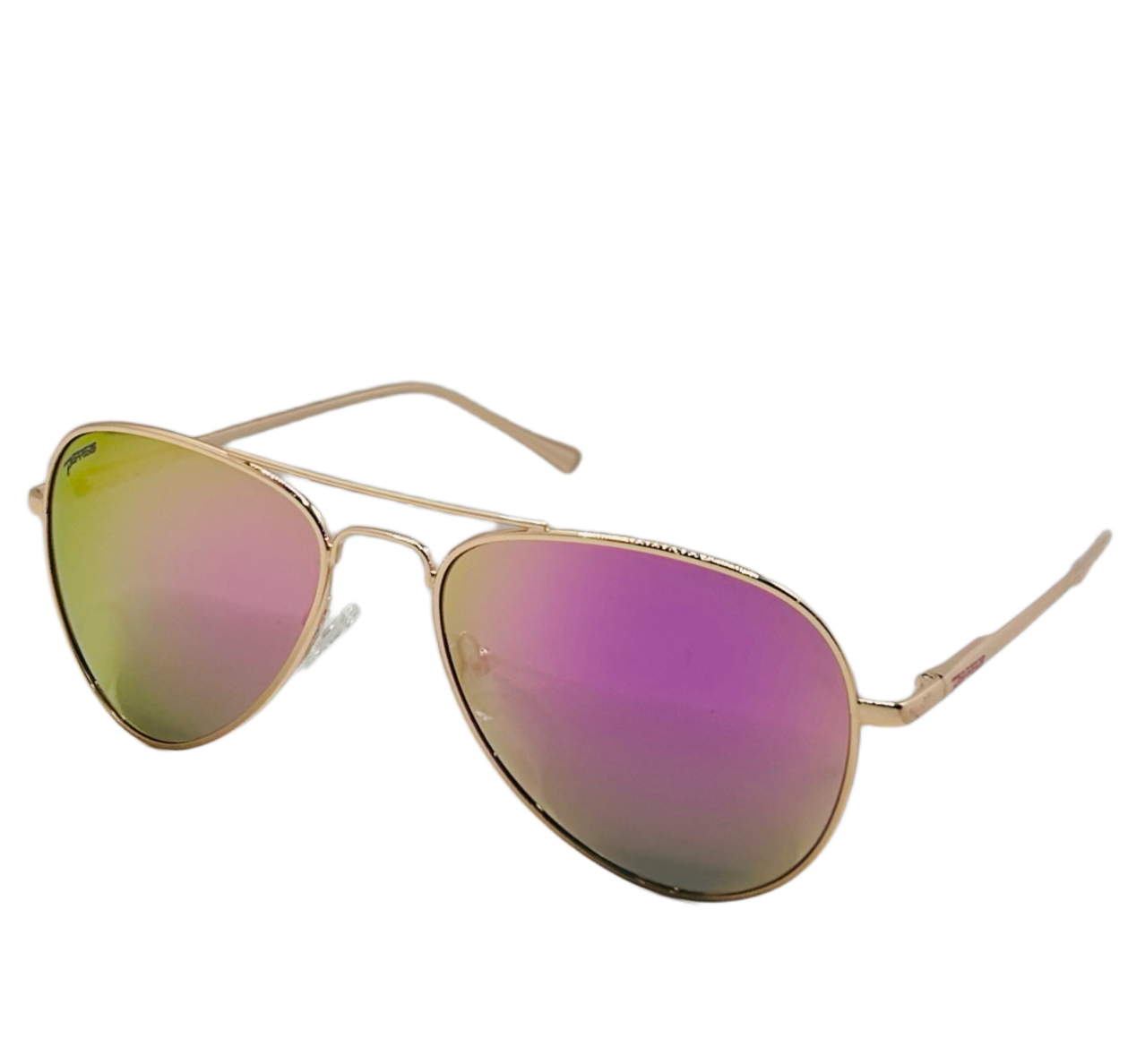 Peppers Maverick Polarized Aviator Sunglasses Shiny Rose Gold Pink Revo