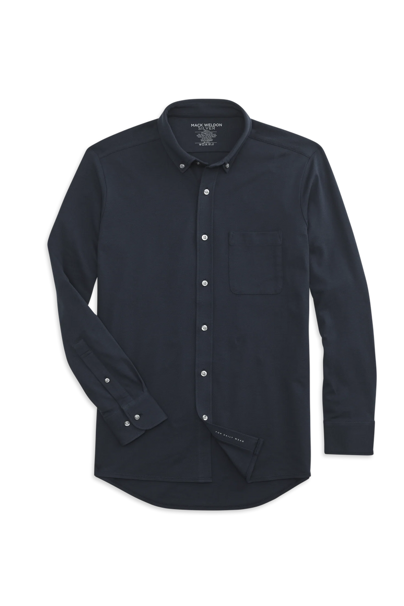 Mack Weldon Silver Pique Long Sleeve Shirt