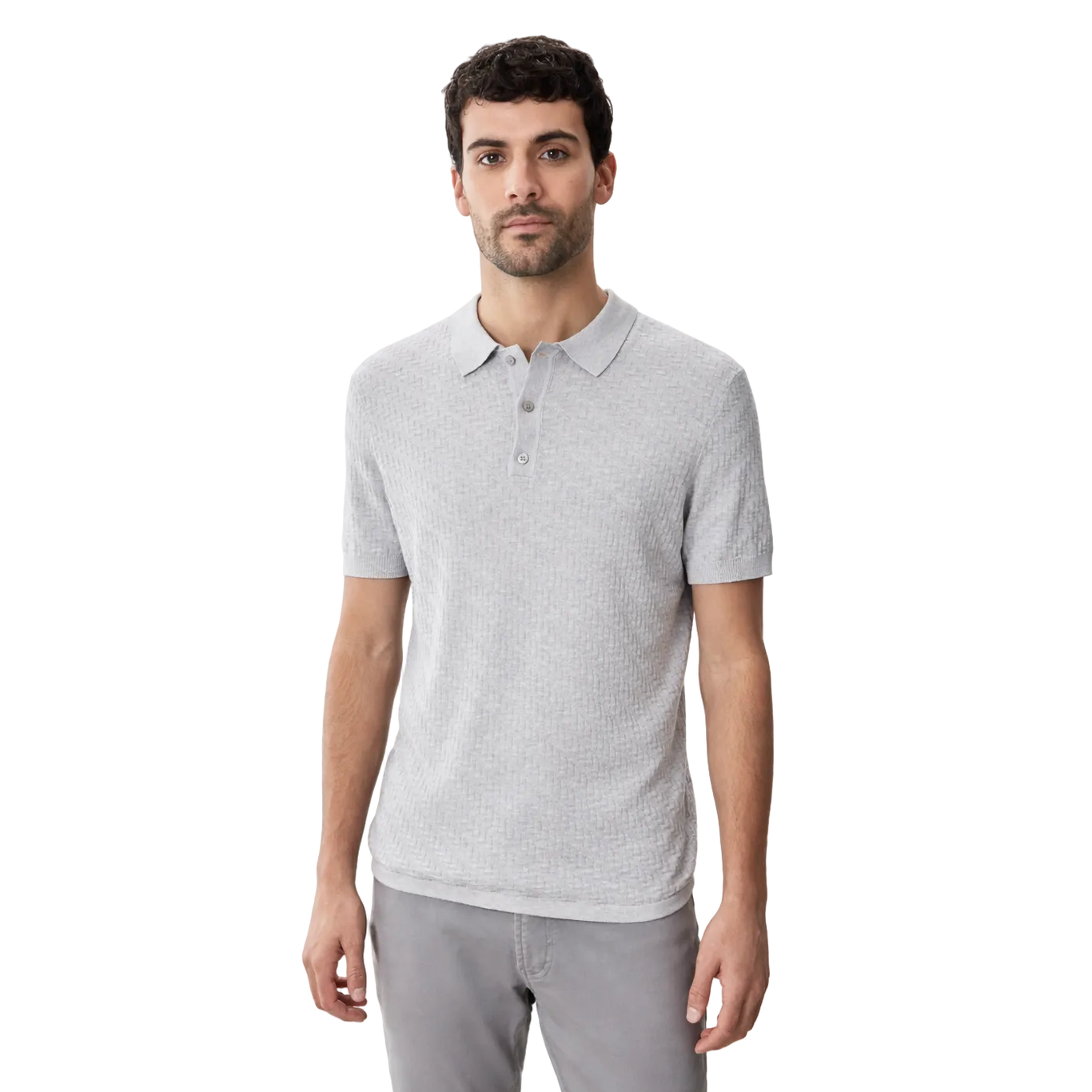 Robert Barakett Skelling Texture Knit Sweater Polo
