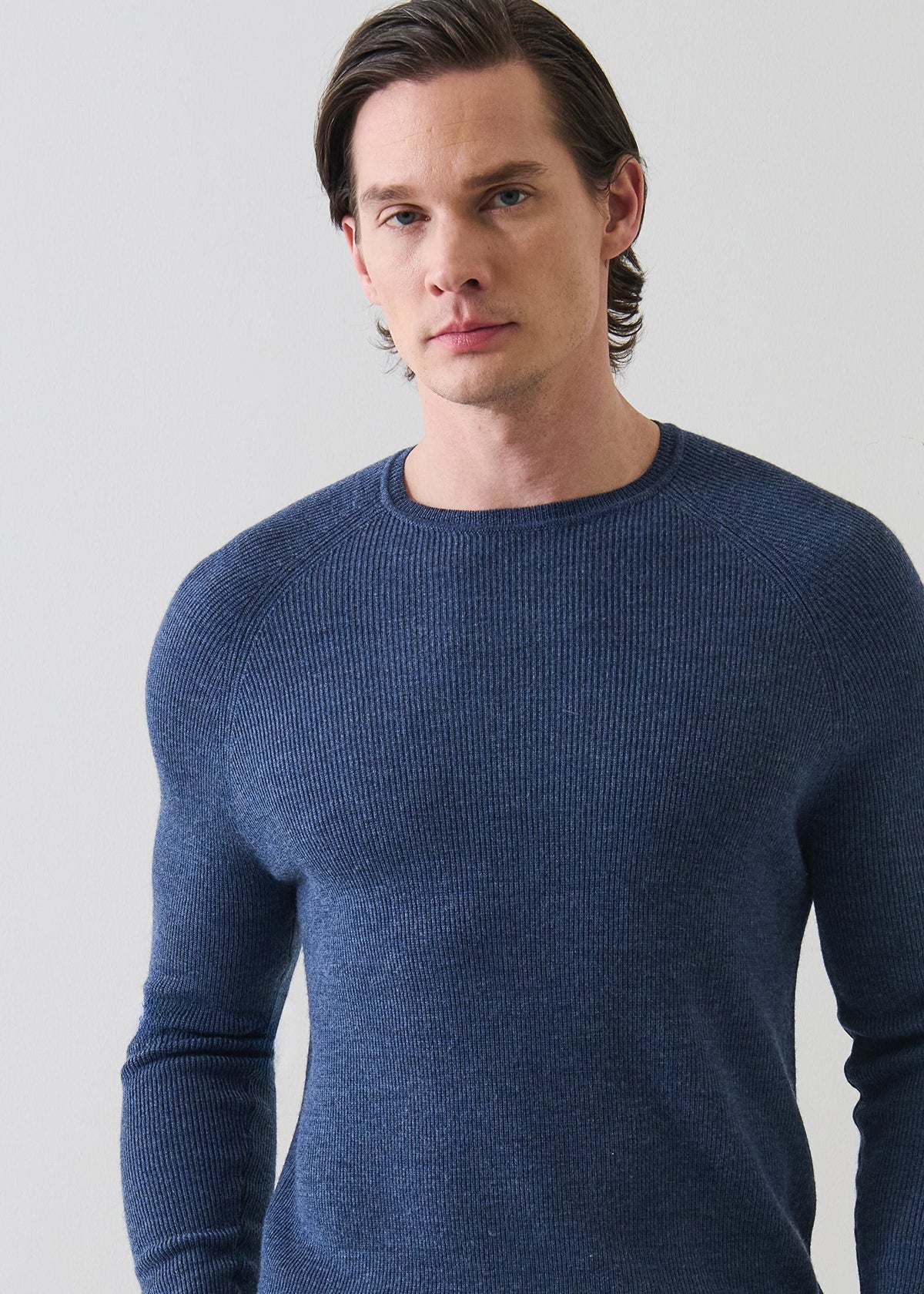Patrick Assaraf Rib Raglan Merino Crew Sweater