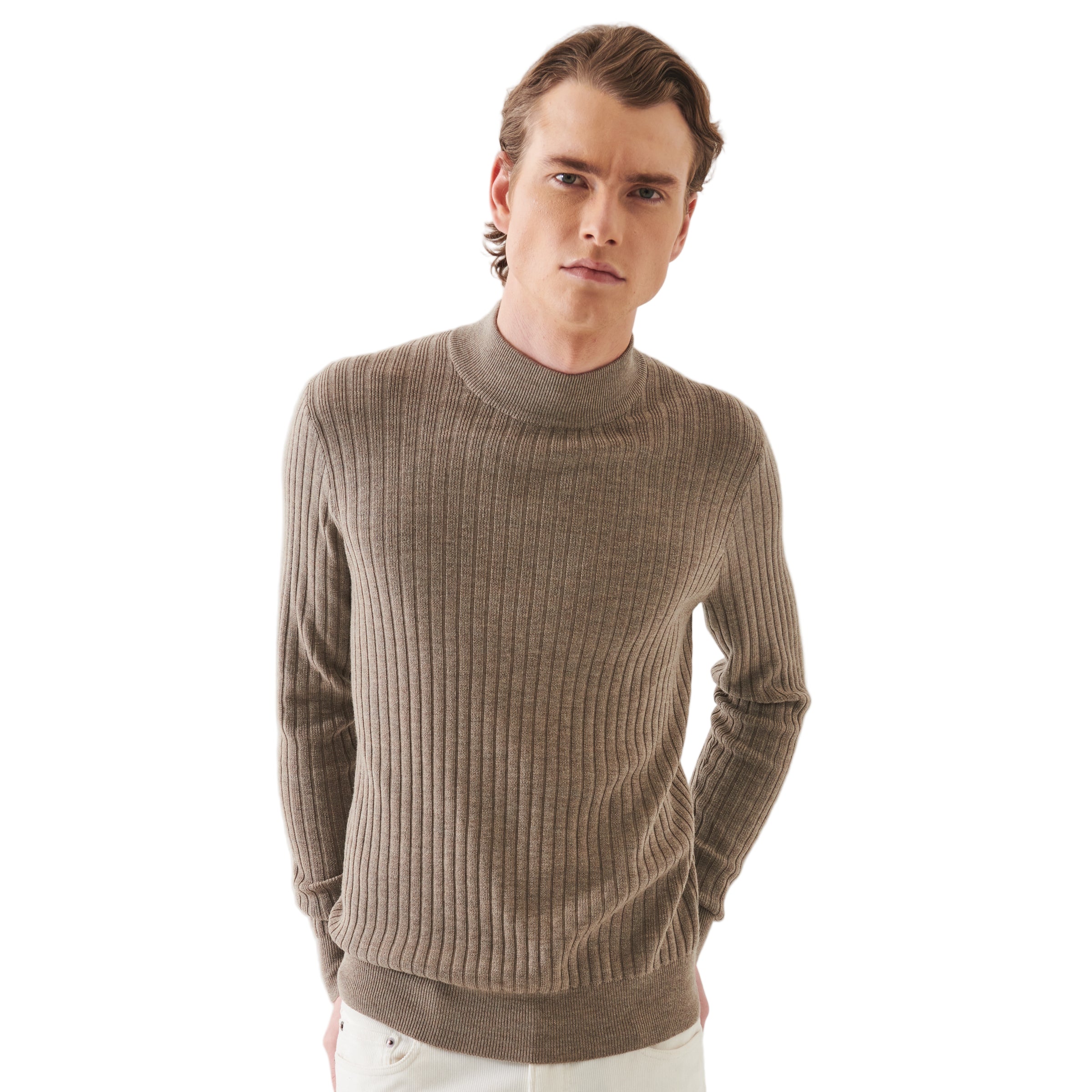 Patrick Assaraf Merino Rib Mock Sweater