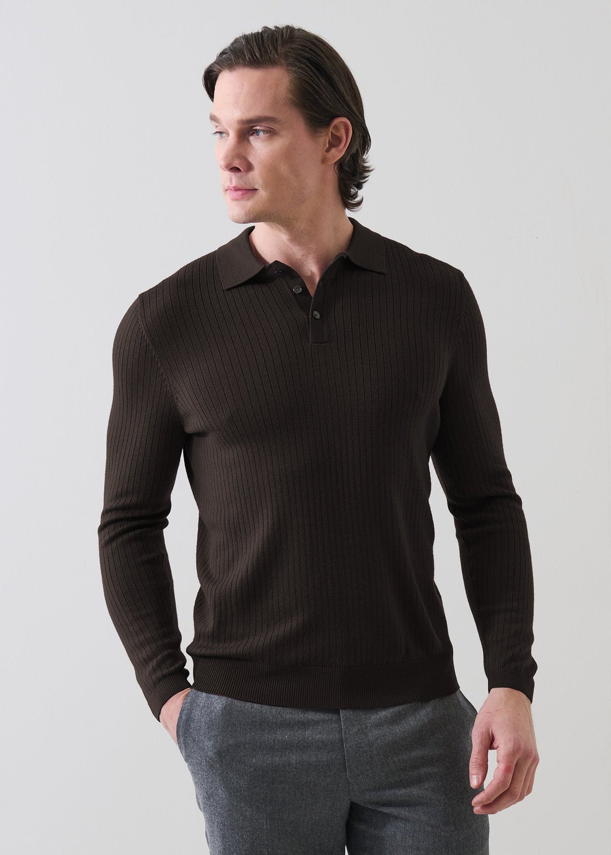 Patrick Assaraf Drop Needle Merino LS Polo