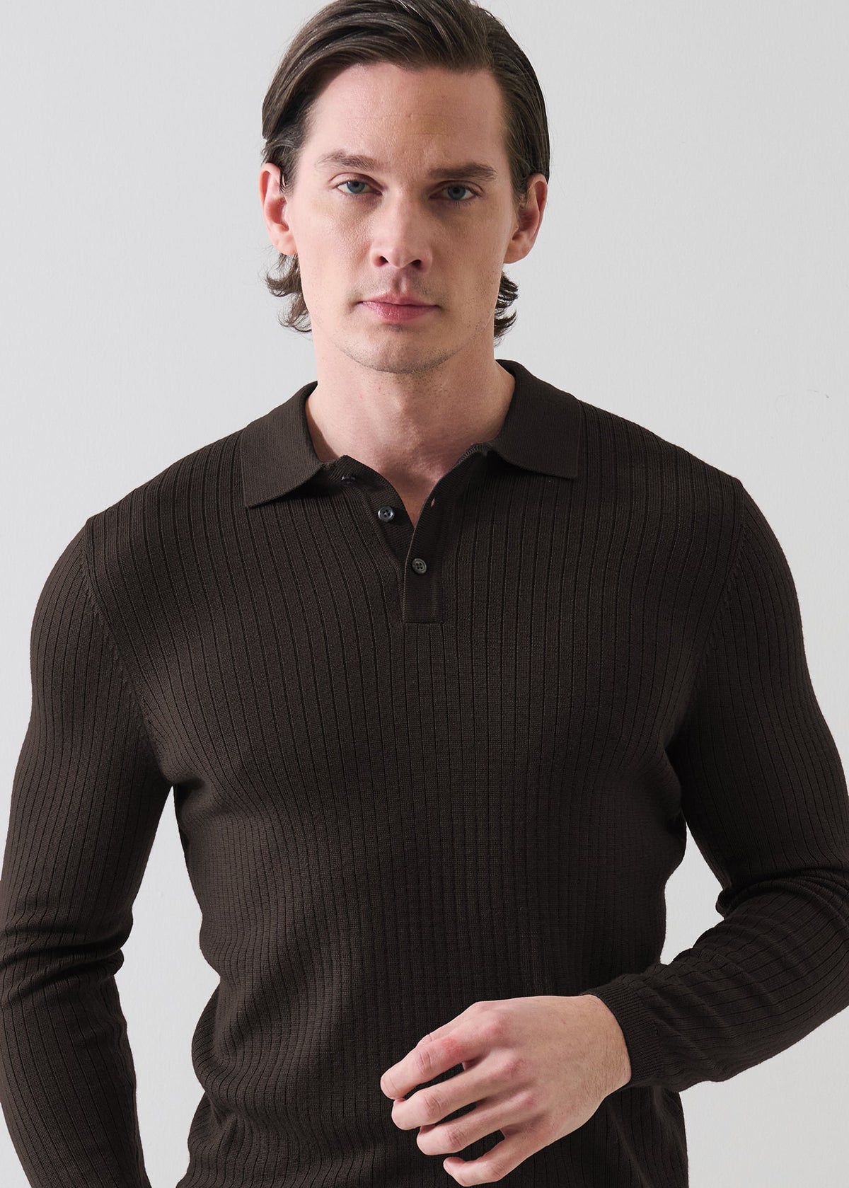 Patrick Assaraf Drop Needle Merino LS Polo