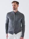 Patrick Assaraf Ribbed Merino Full Zip Mock Cardigan