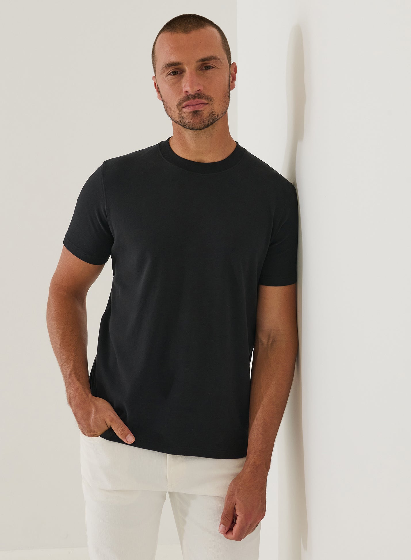 Patrick Assaraf Brushed Pima Cotton Stretch High Neck T-Shirt