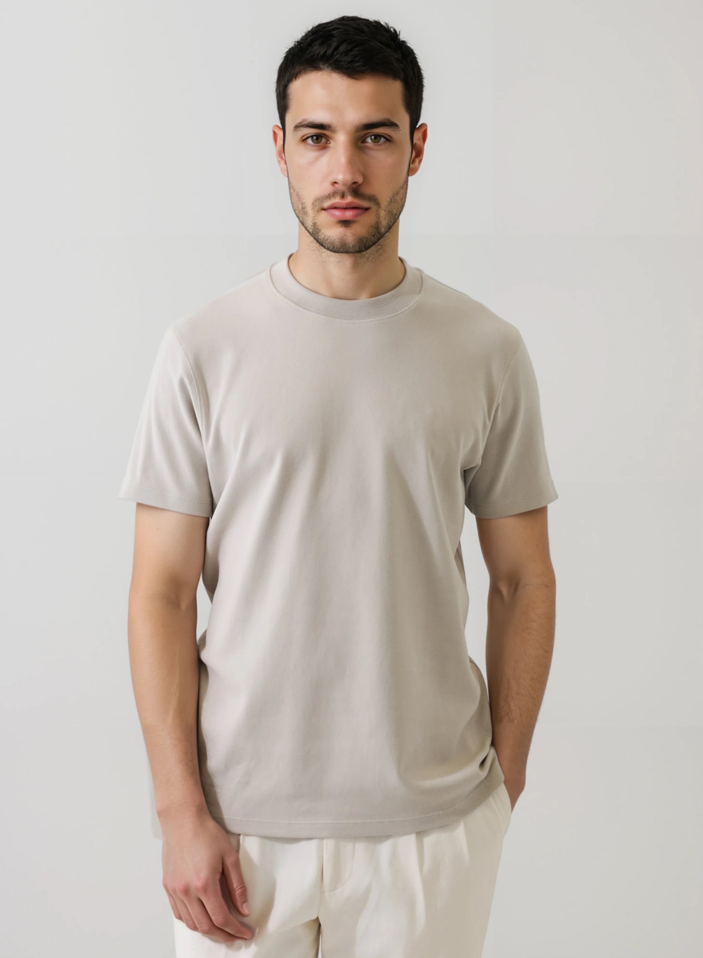 Patrick Assaraf Brushed Pima Cotton Stretch High Neck T-Shirt