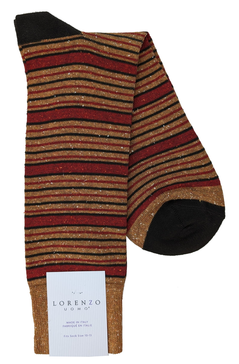 Lorenzo Uomo Multi Stripe Donegal Viscose Blend Socks