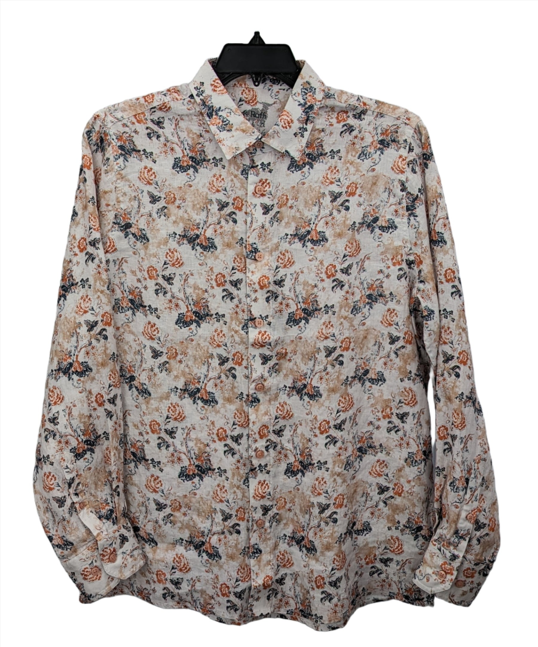 Raffi Glenn Floral Print Pure Linen LS Shirt