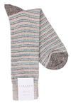 Lorenzo Uomo Thin Multi Stripe Linen Cotton Blend Socks