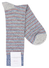 Lorenzo Uomo Thin Multi Stripe Linen Cotton Blend Socks