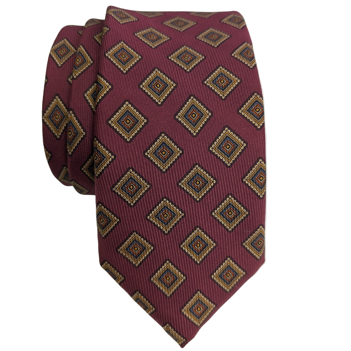 JZ Richards Foulard Print Pattern Silk Tie