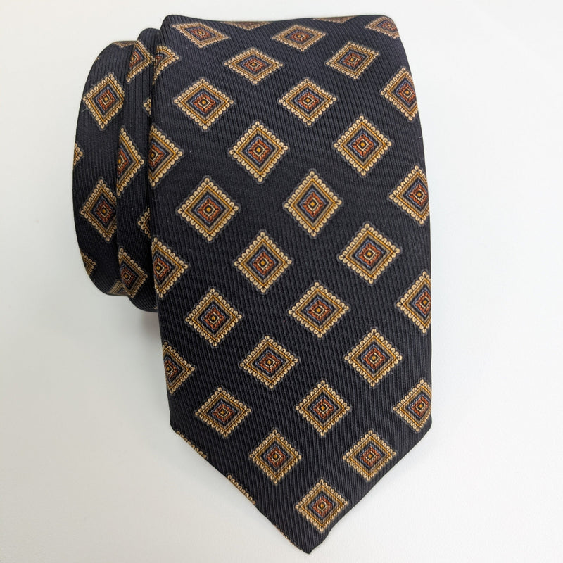 JZ Richards Foulard Print Pattern Silk Tie