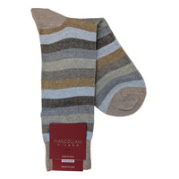 Marcoliani 4123 Tonal Stripe Linen Cotton Blend Socks