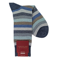 Marcoliani 4123 Tonal Stripe Linen Cotton Blend Socks
