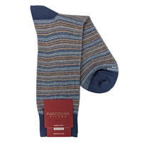 Marcoliani 4888 T-Shirt Stripe Linen Cotton Blend Socks