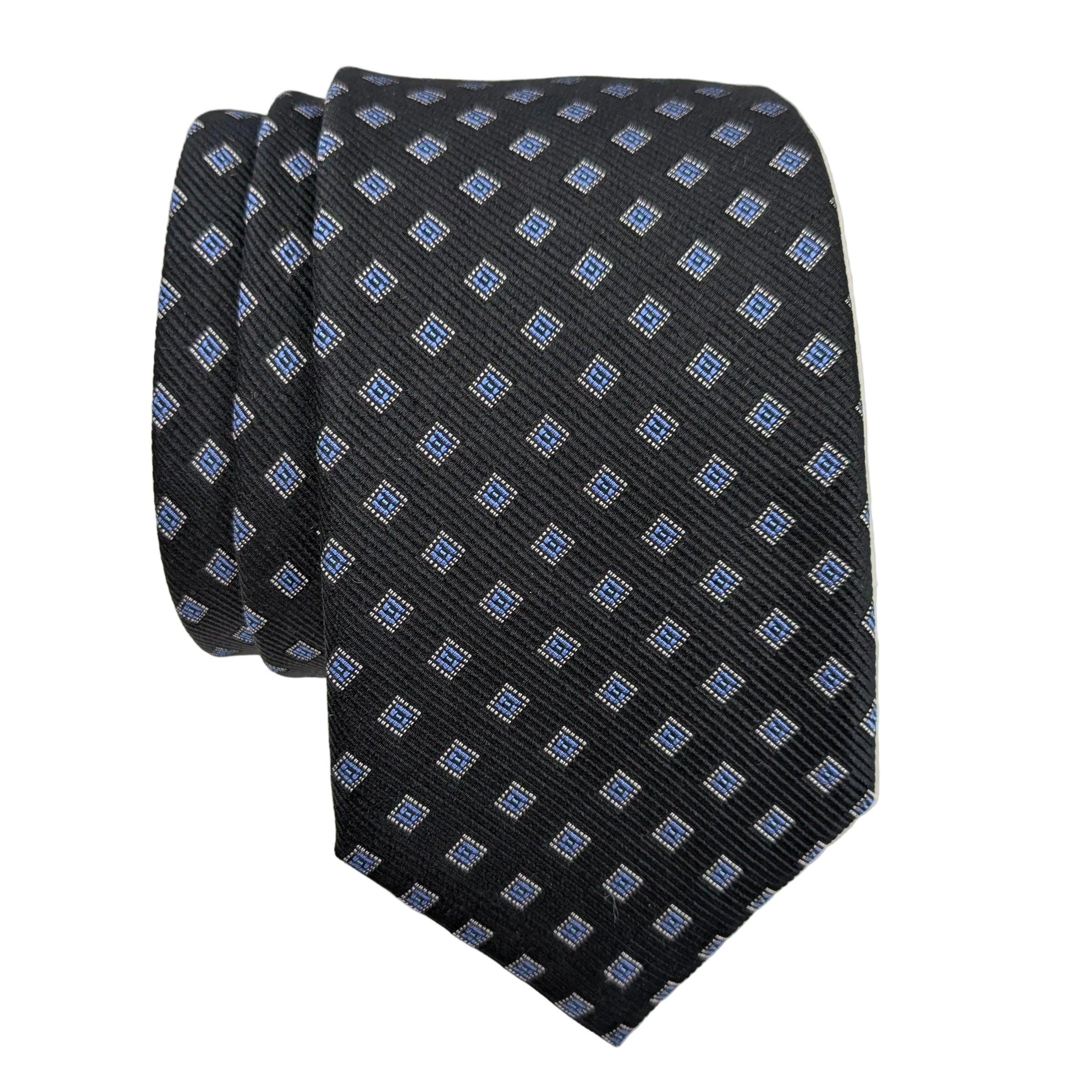 JZ Richards Checker Foulard Pattern Silk Tie