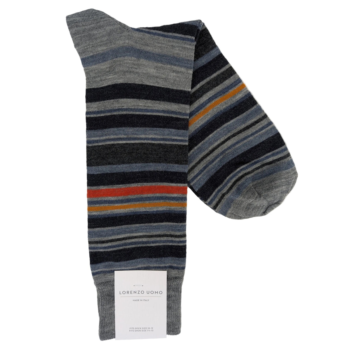 Lorenzo Uomo Multi Stripe Merino Wool Blend Socks